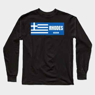 Rhodes City with Greek Flag Long Sleeve T-Shirt